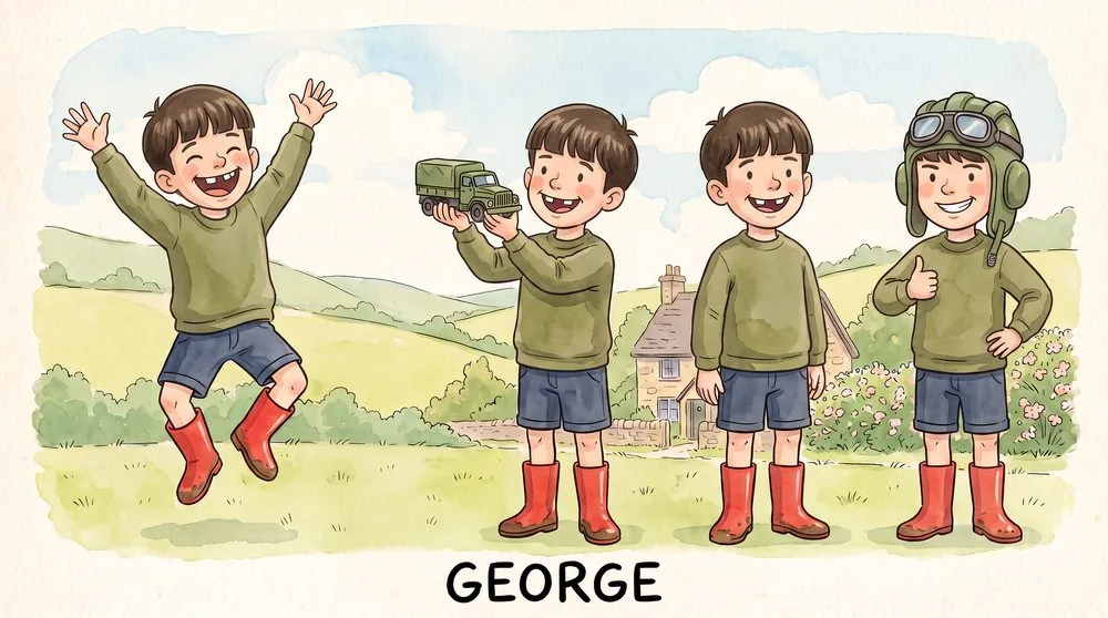 Watercolour illustration of George from Little Muddlebury